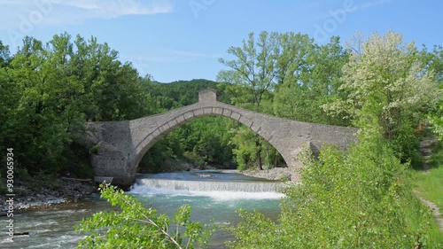 Antique Panoramic Olina Bridge in Pavullo, Modena - Italy photo