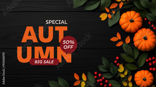 Autumn sale background layout decorate with leaves of autumn for shopping sale or promo poster and frame leaflet or web banner.Vector illustration template.