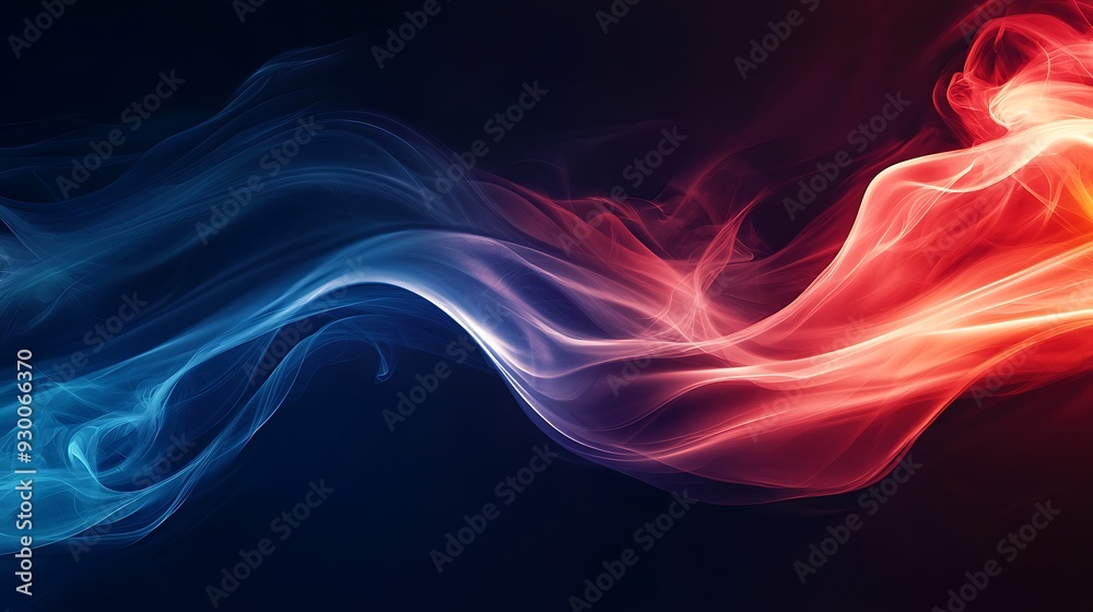 Obraz premium Soft gradient of red and blue, flames, flowing curves and lines, upward, background, majestic