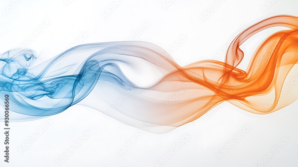 Naklejka premium white background, faint blue and orange smoke