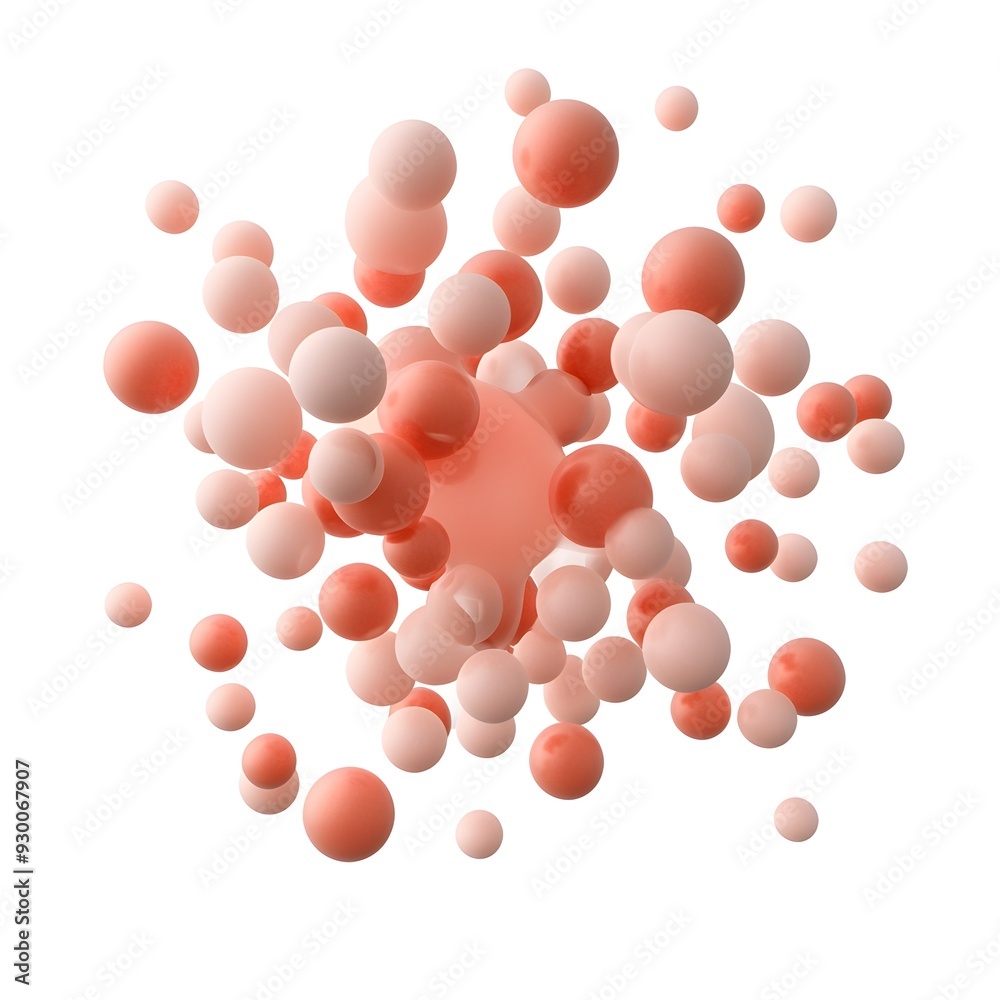 Fototapeta premium A 3D rendering of cell adhesion in culture, isolated on white background