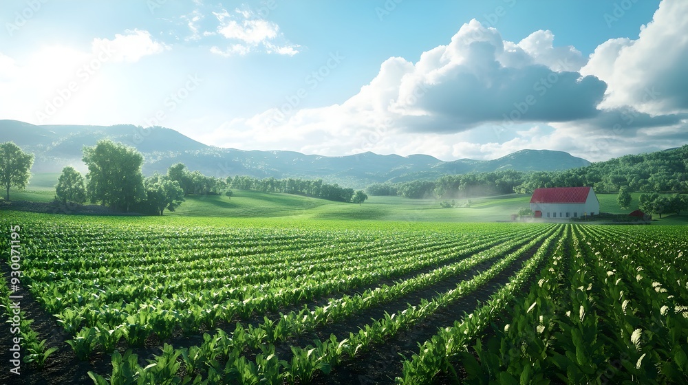 Lush Green Organic Farm Fields with Bountiful Crops in 3D Lush Green Organic Farm Fields with Bountiful Crops in 3D