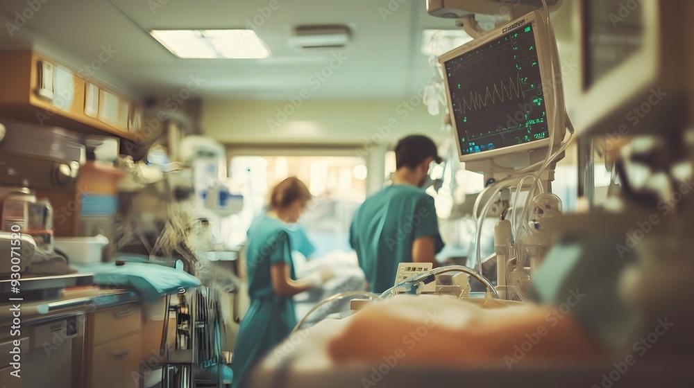 Medical Team Preparing for Childbirth in Delivery Room with Equipment Medical Team Preparing for Childbirth in Delivery Room with Equipment