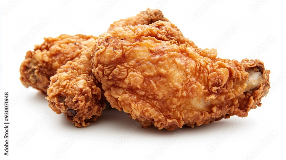 Delicious Deep Fried Chicken Piece Isolated on White Background Delicious Deep Fried Chicken Piece Isolated on White Background