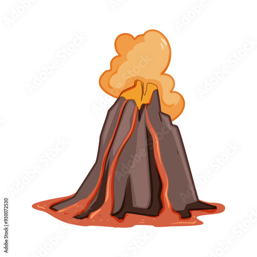 pyroclastic volcano eruption cartoon. caldera tectonic, seismic geothermal, plume vent pyroclastic volcano eruption sign. isolated symbol vector illustration