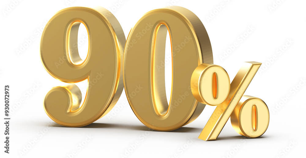 90 percent off sale gold number 3d render 90 percent off sale gold number 3d render