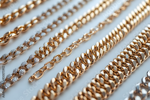 Beautiful collection of gold and silver chains showcasing intricate designs and craftsmanship, perfect for luxury jewelry display.