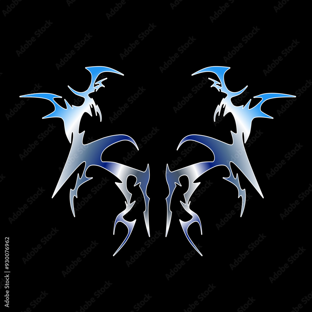 Fototapeta premium Tribal shape metal plate color. neo gothic sigilism illustration vector 