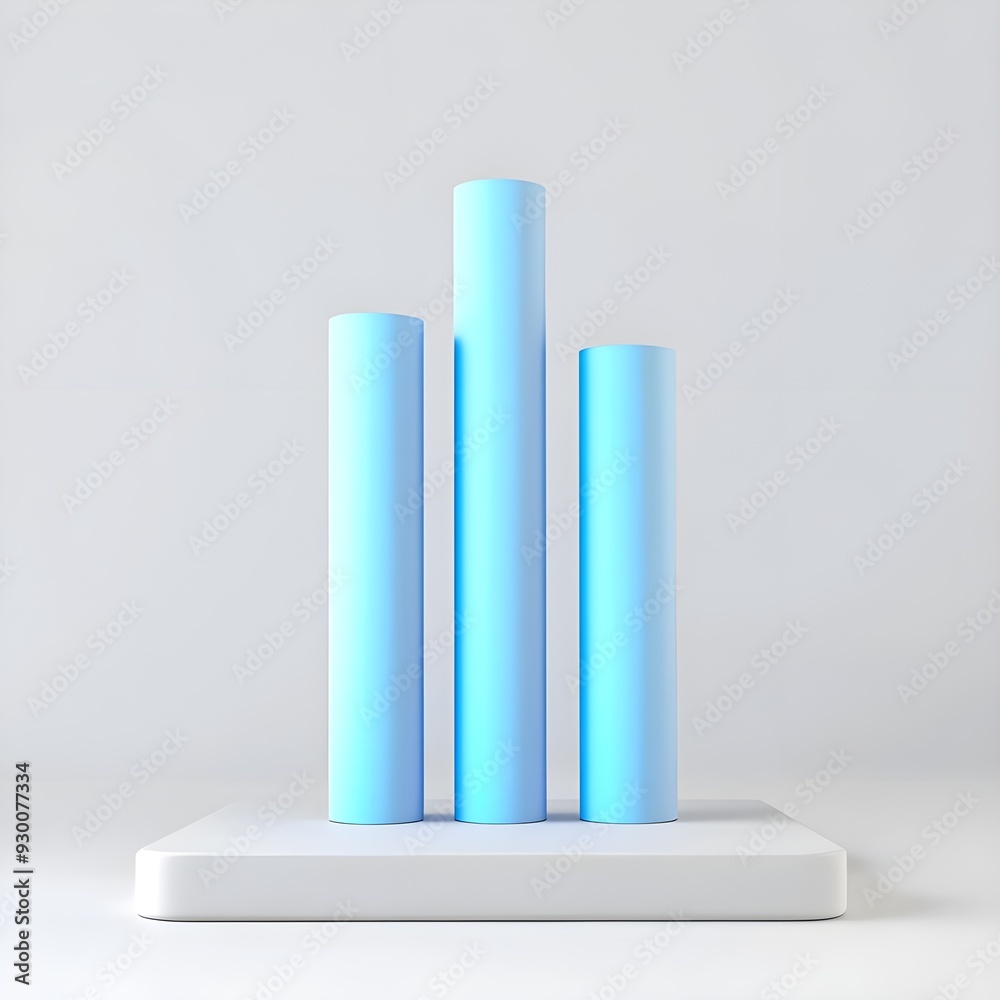 A 3D bar chart with glowing blue bars, symbolizing financial growth, 3D illustration, isolated on white background A 3D bar chart with glowing blue bars, symbolizing financial growth, 3D illustration, isolated on white background