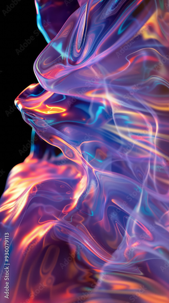 Abstract 3D holographic element with a shimmering, ethereal quality and pastel colors Abstract 3D holographic element with a shimmering, ethereal quality and pastel colors