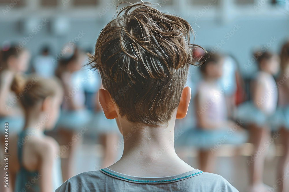 Fototapeta premium Generative AI picture of beautiful children preparing ballet dance school performance in stage ballroom gown