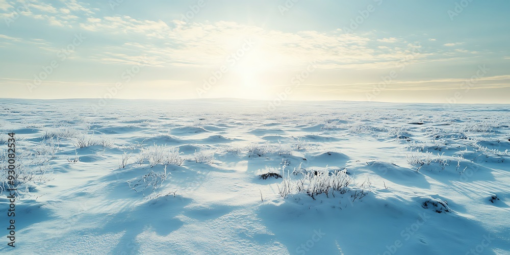 Winter Wonderland: Snow-Covered Field Under a Blue Sky Winter Wonderland: Snow-Covered Field Under a Blue Sky