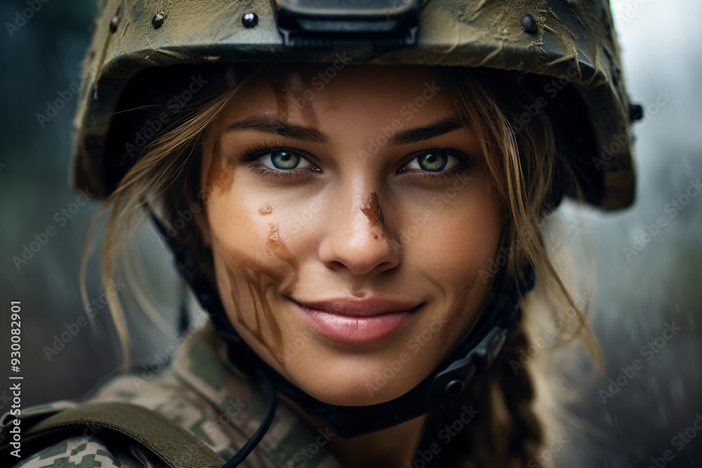 Generative AI illustration of soldier in camouflage uniform Generative AI illustration of soldier in camouflage uniform