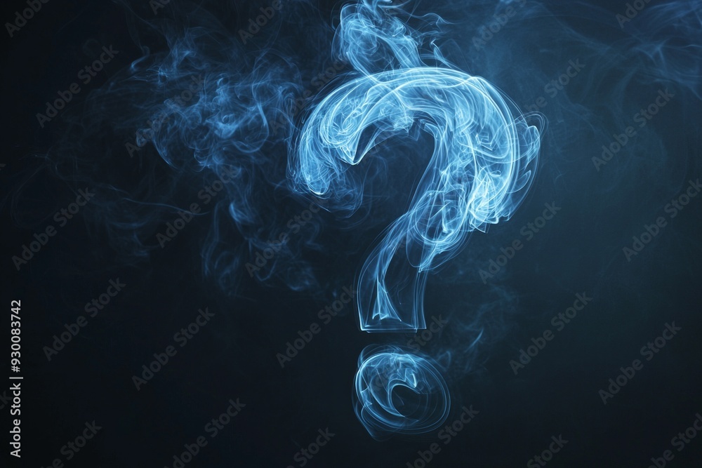 Fototapeta premium A question mark icon formed by swirling smoke, symbolizing fleeting doubts or elusive answers. 