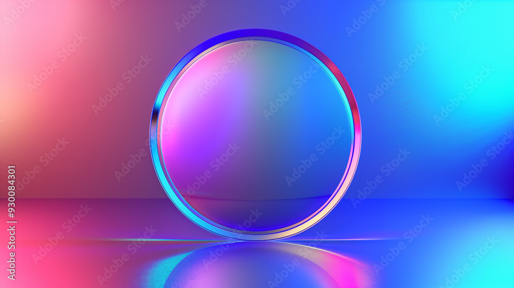 Holographic effect background with a large holographic circle on a flat background Holographic effect background with a large holographic circle on a flat background