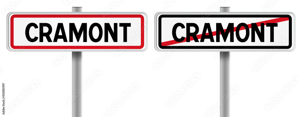 Panneau de CRAMONT à l'Entrée et à la Sortie - Fond Transparent ou Blanc Disponible Panneau de CRAMONT à l'Entrée et à la Sortie - Fond Transparent ou Blanc Disponible