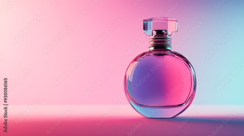 Elegant Perfume Bottle with Pink and Blue Gradient Background Elegant Perfume Bottle with Pink and Blue Gradient Background