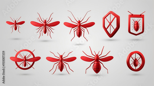 Collection of anti mosquito vector line icons.