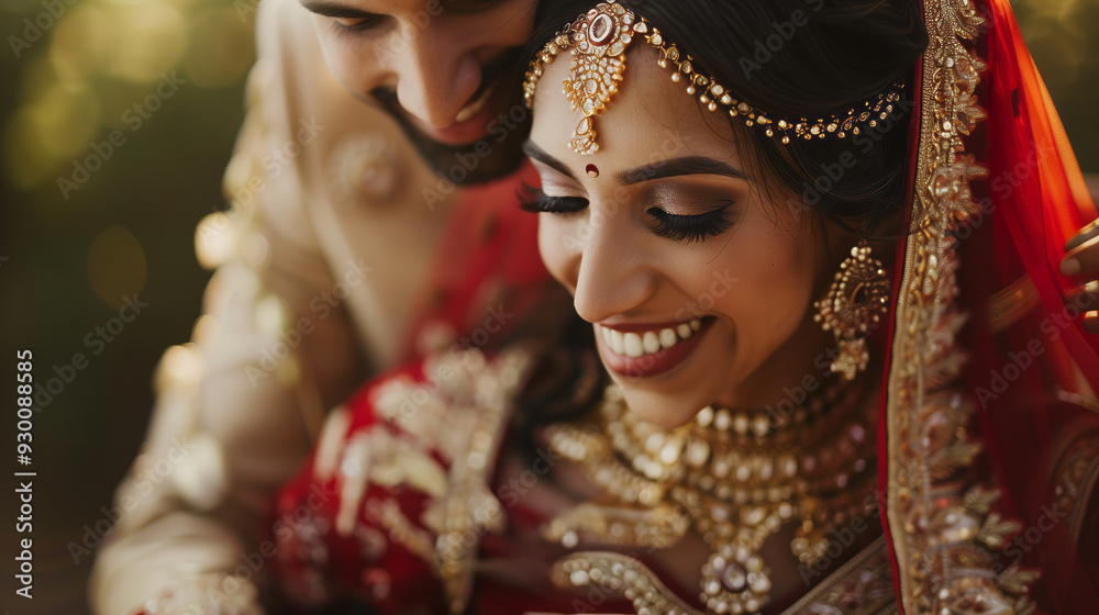 Fototapeta premium Indian wedding couple in an intimate pose