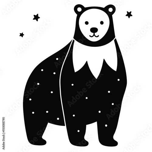 Halloween Polar Bear Costume - Color Line Art & Silhouette Illustration.