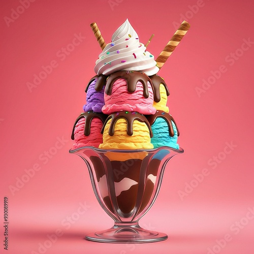 Vibrant Ice Cream Sundae Delight