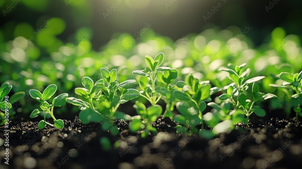 Organic thyme plants spreading across a greenhouse bed, with their delicate leaves absorbing the controlled sunlight. Organic thyme plants spreading across a greenhouse bed, with their delicate leaves absorbing the controlled sunlight.