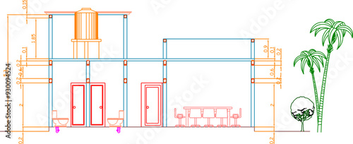 Vector sketch illustration of modern office building construction architectural design silhouette