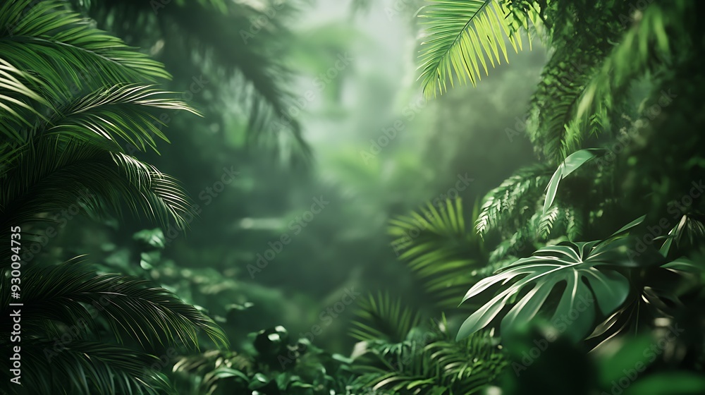 Lush Green Foliage in Tropical Rainforest Lush Green Foliage in Tropical Rainforest