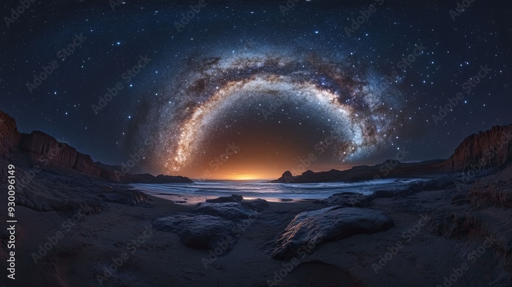 Celestial Symphony. Magical nightscape capturing the mesmerizing beauty of the Milky Way Celestial Symphony. Magical nightscape capturing the mesmerizing beauty of the Milky Way