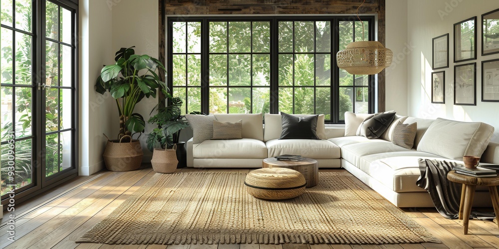 Modern Living Room with Natural Light, Wooden Floors and Contemporary Furniture Modern Living Room with Natural Light, Wooden Floors and Contemporary Furniture