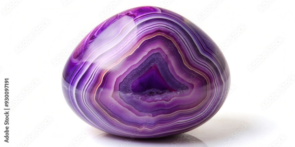 Fototapeta premium Purple and lilac agate stone in the egg shape, agate, gemstone, purple, lilac, egg shape, natural, minerals, shiny, smooth