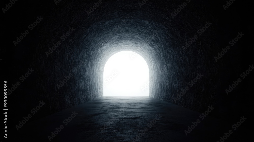 A dimly lit tunnel leading to a bright exit, symbolizing hope and new beginnings. A dimly lit tunnel leading to a bright exit, symbolizing hope and new beginnings.