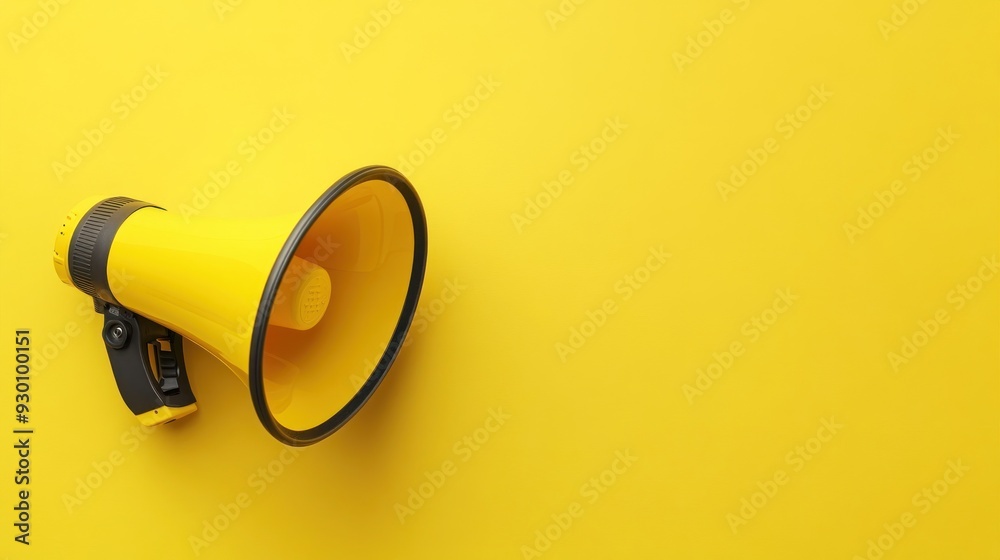 Megaphone on yellow Background with Copy Space for Text Megaphone on yellow Background with Copy Space for Text