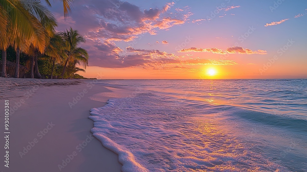 Serenity at Dusk. Tranquil tropical beach scene