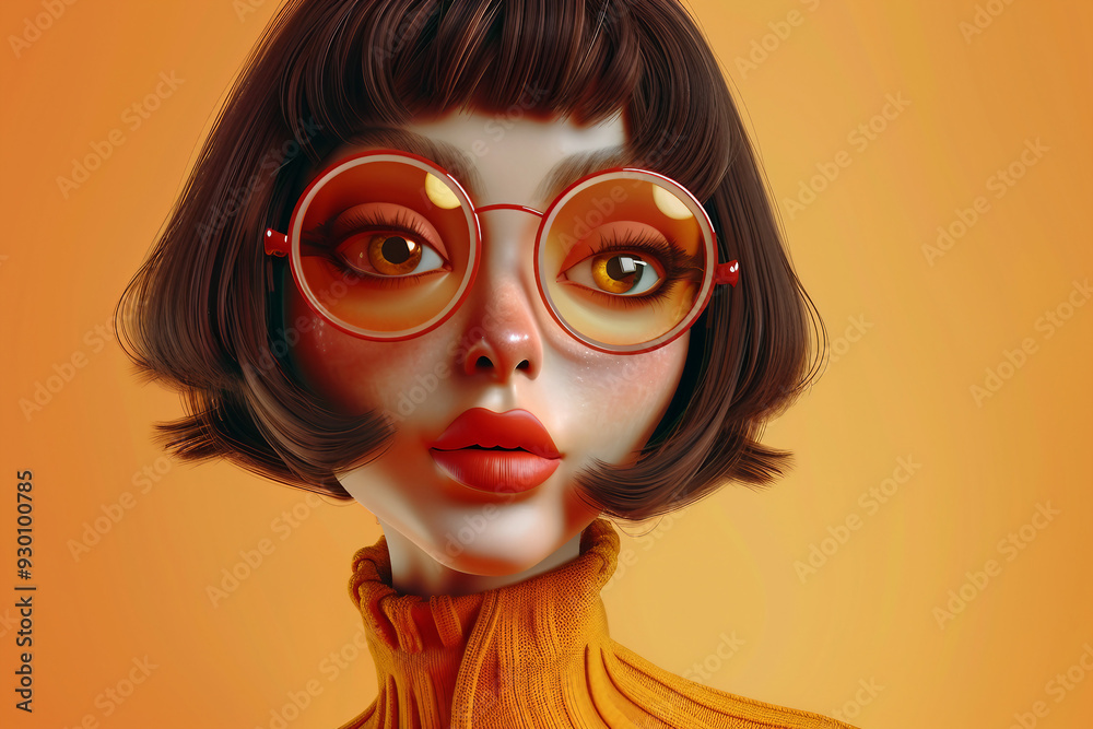 AI generated image of beautiful female charming lady cartoon character isolated on colorful background AI generated image of beautiful female charming lady cartoon character isolated on colorful background