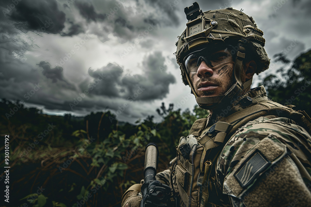European man wearing military uniform with camouflage generative Ai European man wearing military uniform with camouflage generative Ai