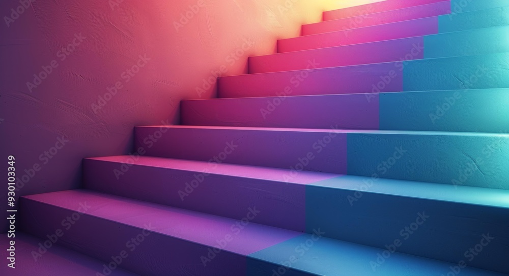 Fototapeta premium Vibrant Colorful Stairs in a 3D Artwork