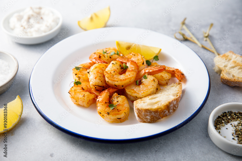 Roasted shrimps with lemon and truffle mayo Roasted shrimps with lemon and truffle mayo