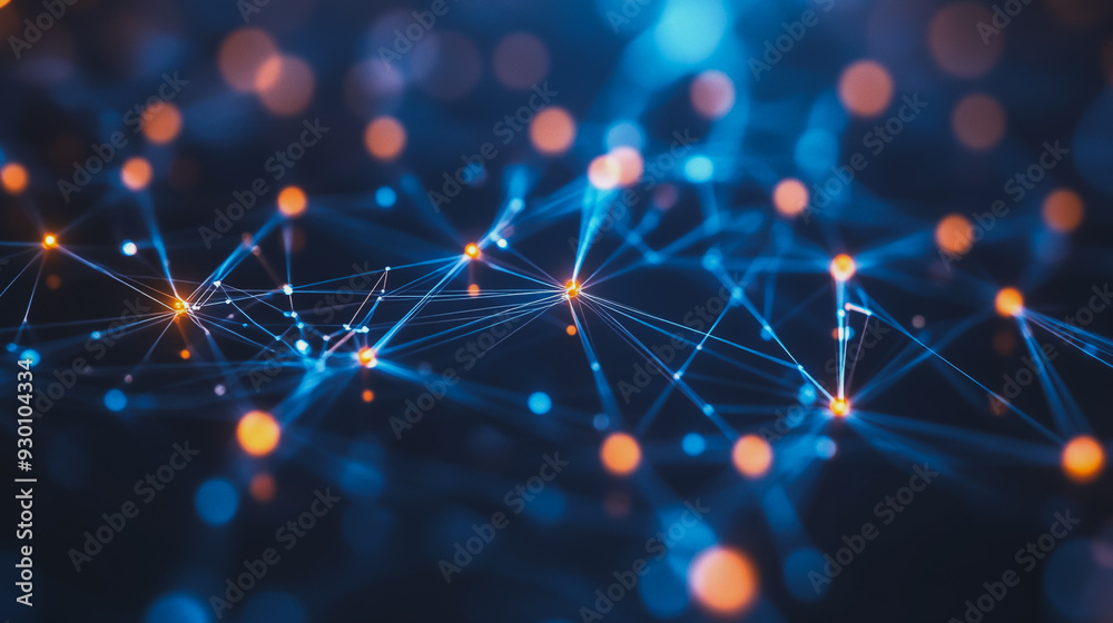 Abstract business connection of lines from nodes It is connected to endless nodes and represents the innovation of communication in the network. Abstract business connection of lines from nodes It is connected to endless nodes and represents the innovation of communication in the network.