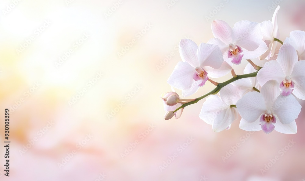 Delicate white orchid blooms captured against a soft, dreamy background, embodying purity and elegance in nature. Delicate white orchid blooms captured against a soft, dreamy background, embodying purity and elegance in nature.