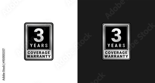 3 years warranty label or 3 years warranty sign vector isolated in flat style. The best 3 years warranty label for product packaging design element and more.