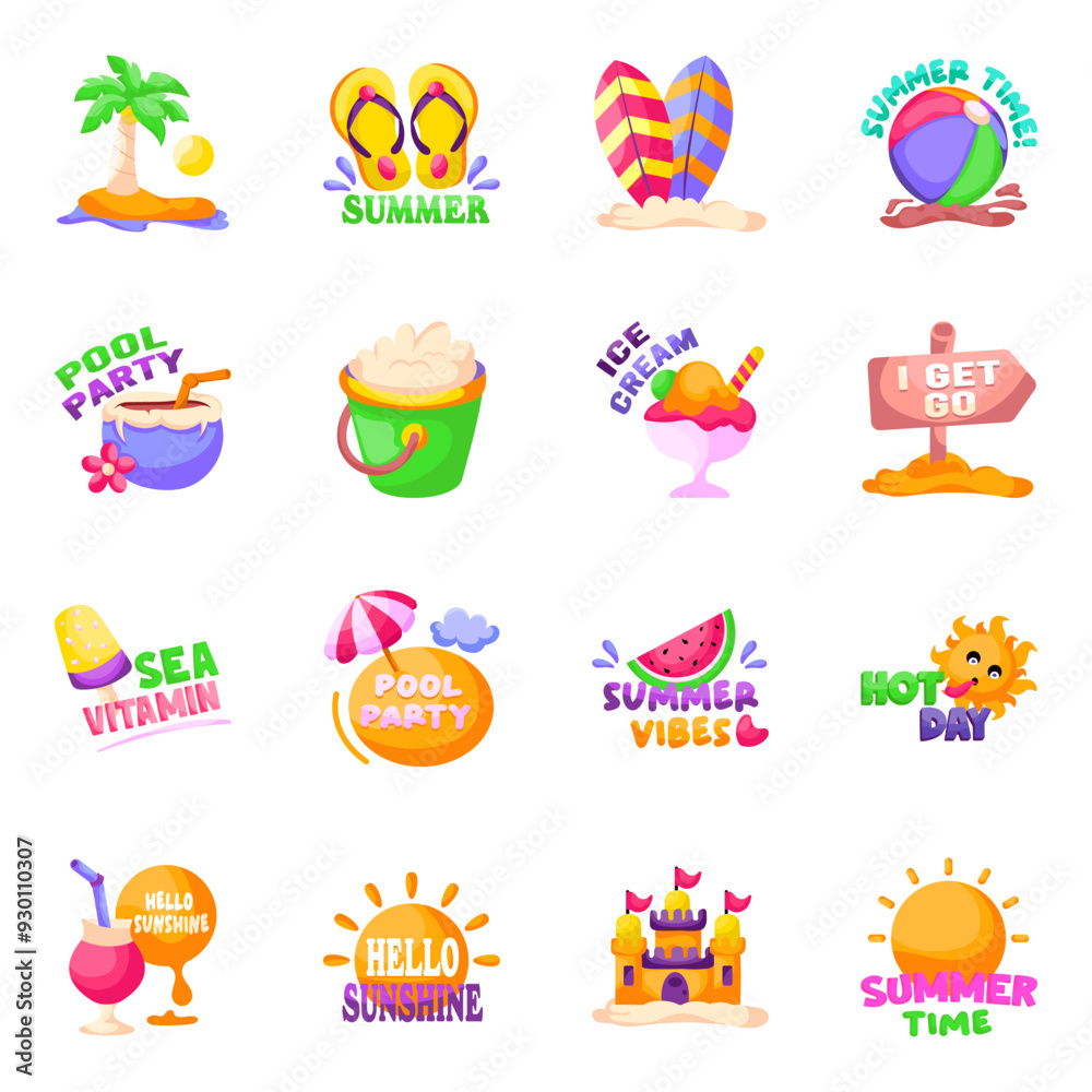 Set of Summer Flat Stickers
Set of Summer Flat Stickers