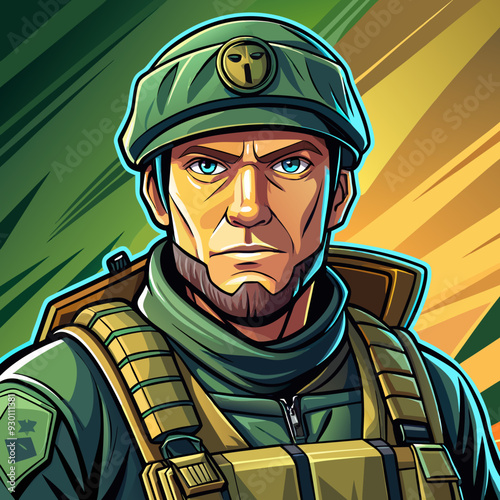cartoon illustration of soldier