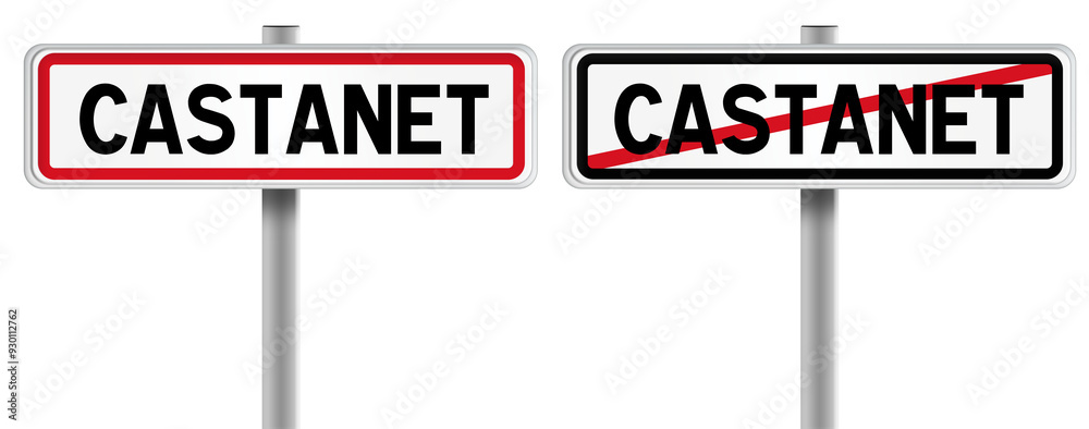 Panneau de CASTANET à l'Entrée et à la Sortie - Fond Transparent ou Blanc Disponible Panneau de CASTANET à l'Entrée et à la Sortie - Fond Transparent ou Blanc Disponible