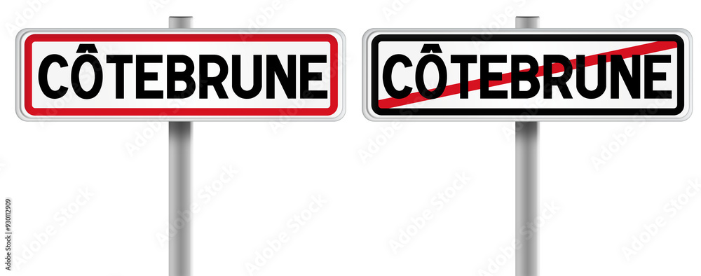 Panneau de CÔTEBRUNE à l'Entrée et à la Sortie - Fond Transparent ou Blanc Disponible Panneau de CÔTEBRUNE à l'Entrée et à la Sortie - Fond Transparent ou Blanc Disponible