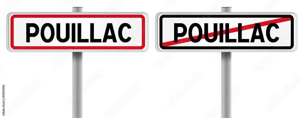 Panneau de POUILLAC à l'Entrée et à la Sortie - Fond Transparent ou Blanc Disponible Panneau de POUILLAC à l'Entrée et à la Sortie - Fond Transparent ou Blanc Disponible