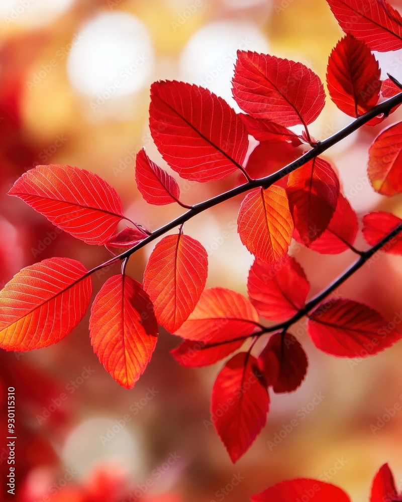 Vibrant red leaves captured in stunning detail, showcasing the beauty of autumn foliage and nature's seasonal transformation.