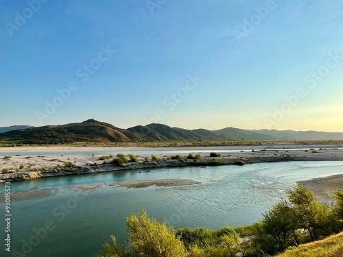 Beautiful Vjosa wild river in Permet district, Albania. photo