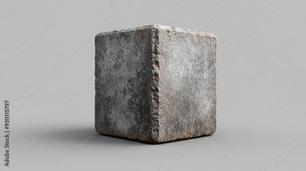 A grey and white cube with a rough texture A grey and white cube with a rough texture