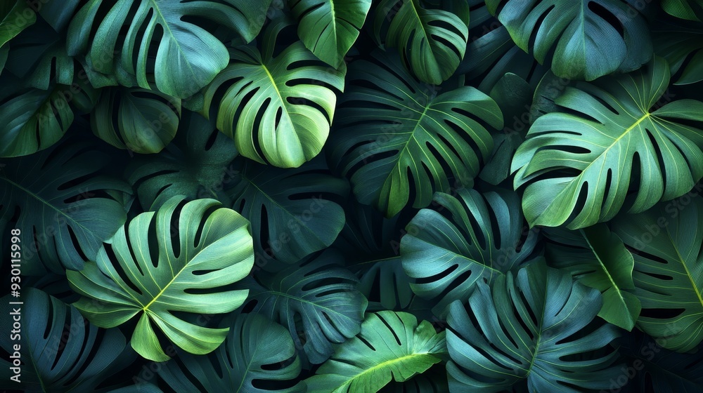 A lush green plant with leaves that are open and spread out A lush green plant with leaves that are open and spread out